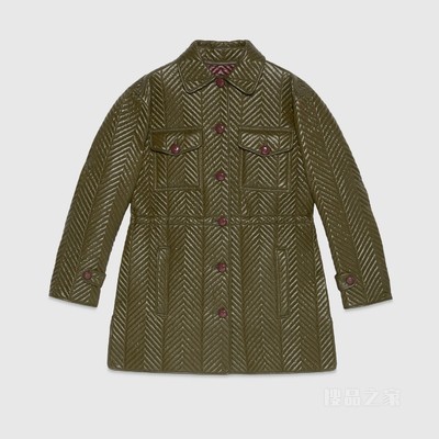 绗缝尼龙夹克 绿色