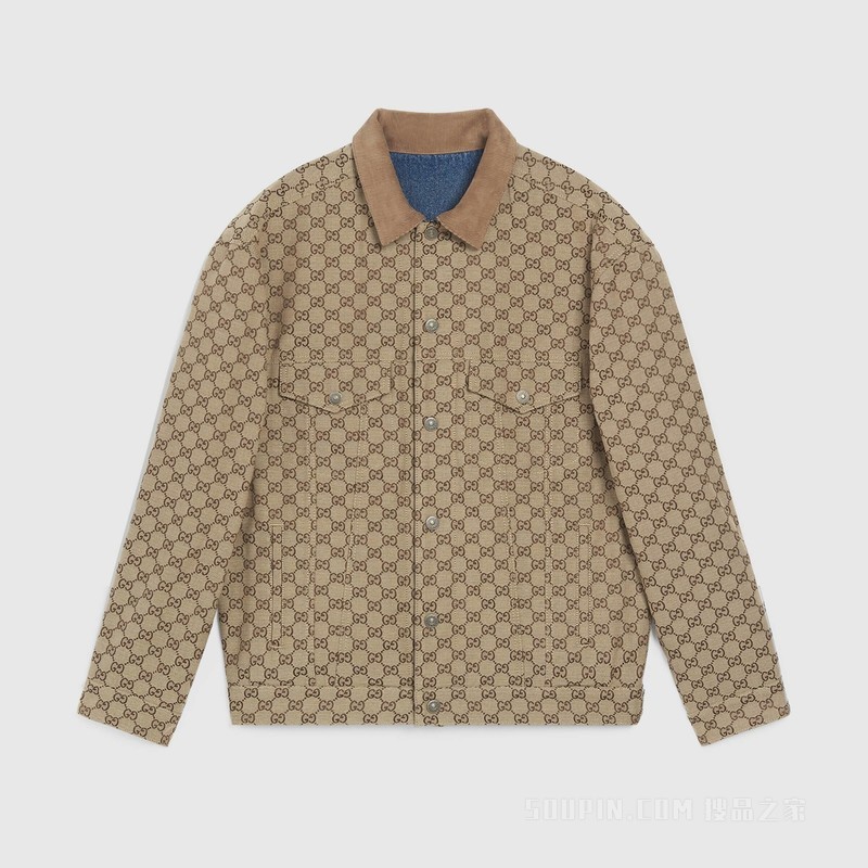 双面牛仔夹克 蓝色和米色/乌木色