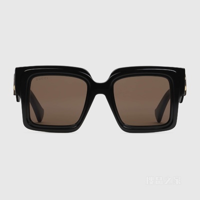 超大造型长方形镜框太阳眼镜 黑色醋纤