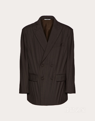 褶皱设计尼龙双排扣夹克