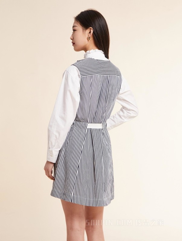 23新款春夏女装纯棉时尚条纹系带收腰无袖连衣裙WW0WW37702