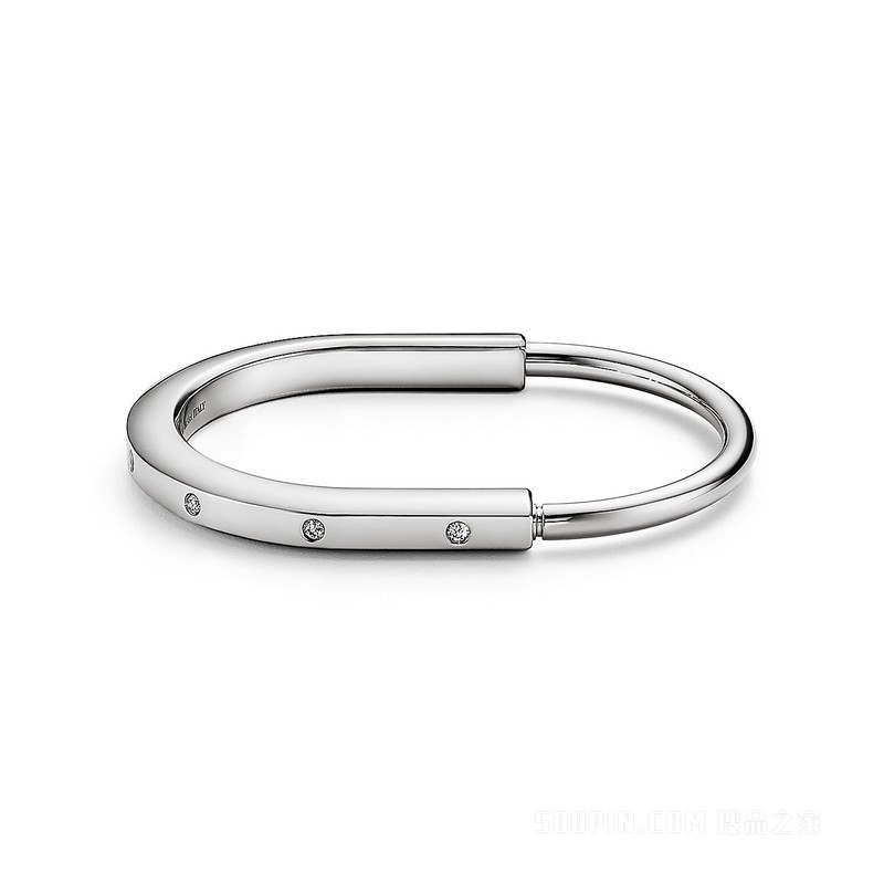 Tiffany Lock 系列 18K 白金镶嵌钻石手镯