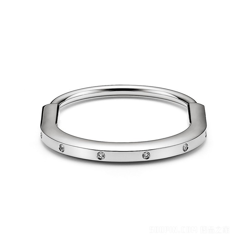 Tiffany Lock 系列 18K 白金镶嵌钻石手镯