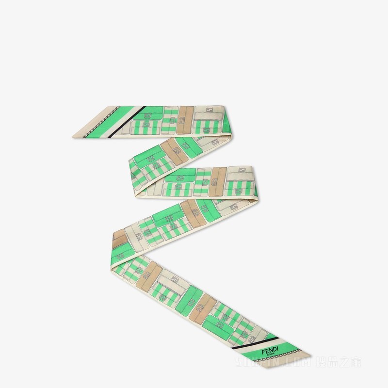 丝巾 绿色桑蚕丝绑带