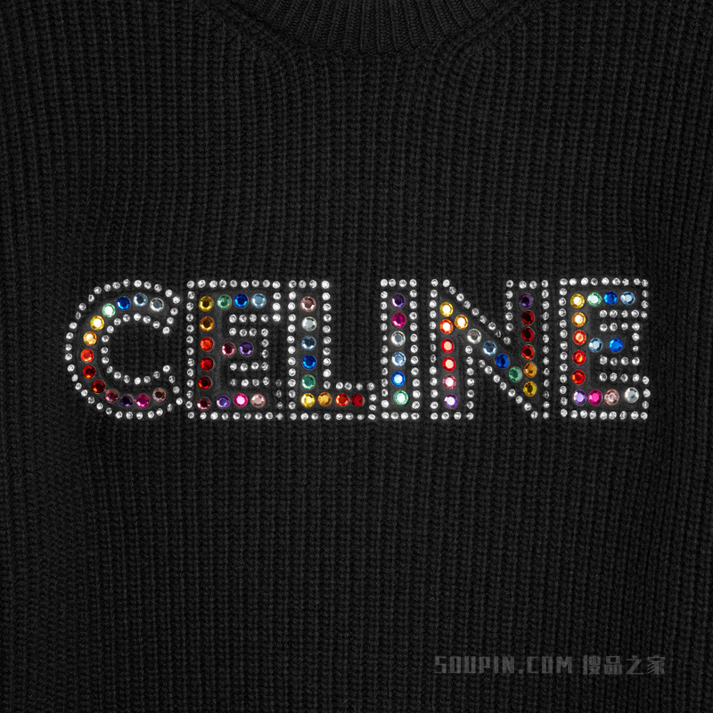 CELINE罗纹羊毛超大刺绣套头衫 24660