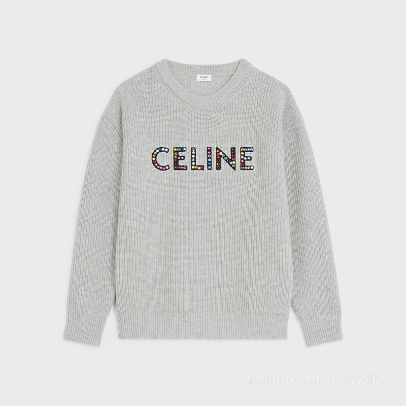 CELINE罗纹羊毛超大刺绣套头衫 24660