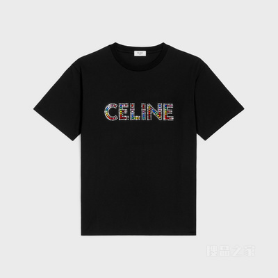 棉质平纹针织水钻宽松T恤 24647