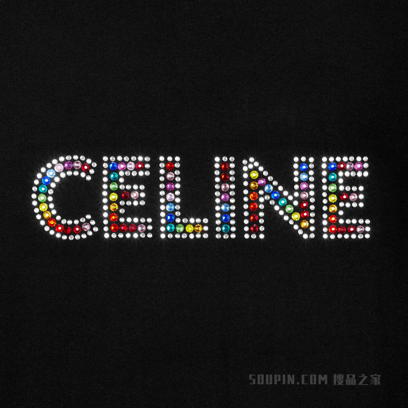 棉质平纹针织水钻宽松T恤 24647