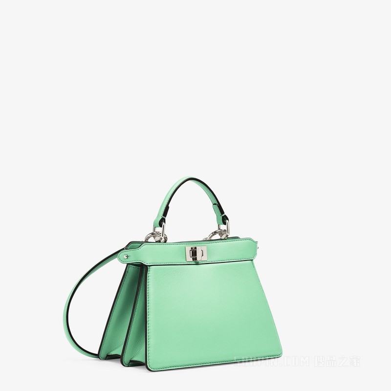 Peekaboo ISeeU Petite 绿色带夹层纳帕皮手袋