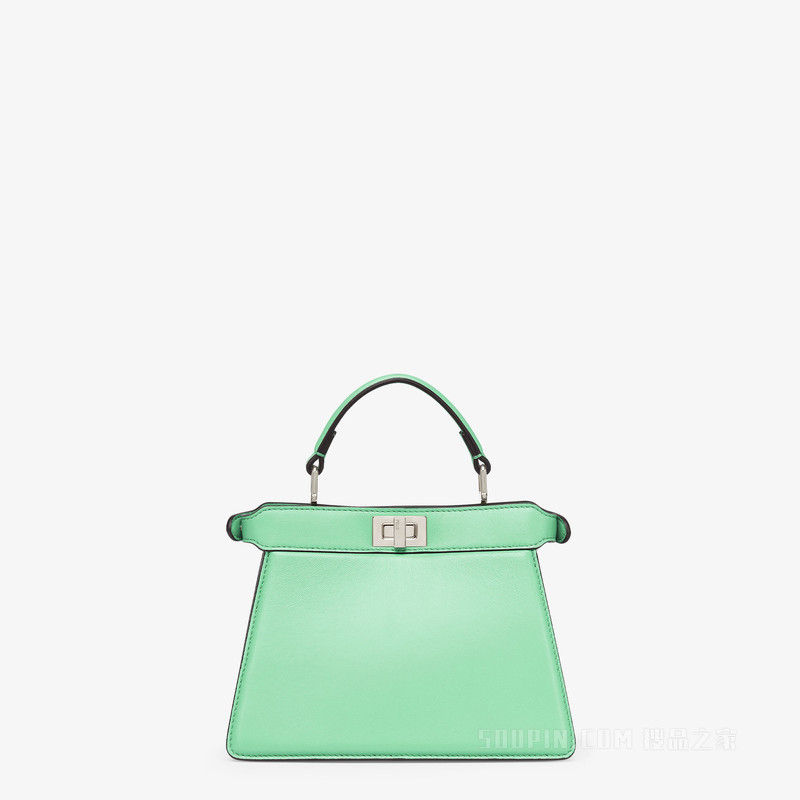 Peekaboo ISeeU Petite 绿色带夹层纳帕皮手袋