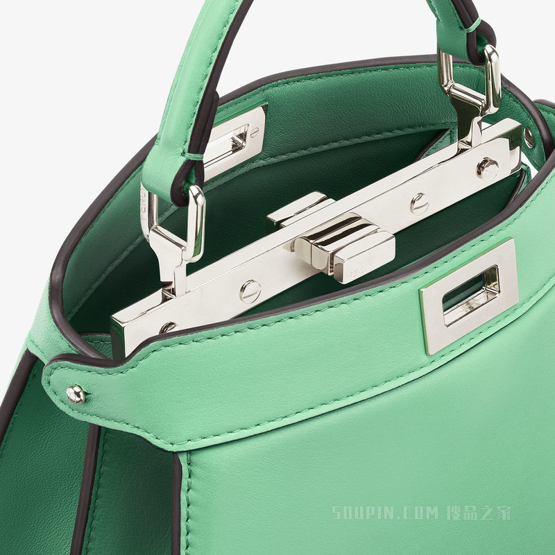 Peekaboo ISeeU Petite 绿色带夹层纳帕皮手袋