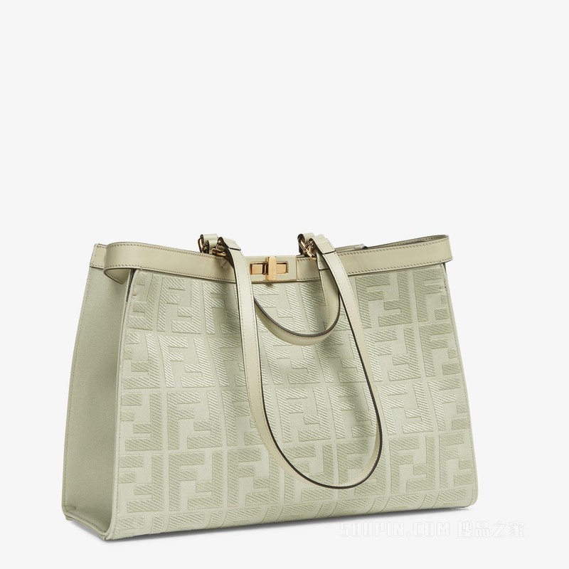 X-Tote 浅绿色帆布手提袋，饰有FF刺绣