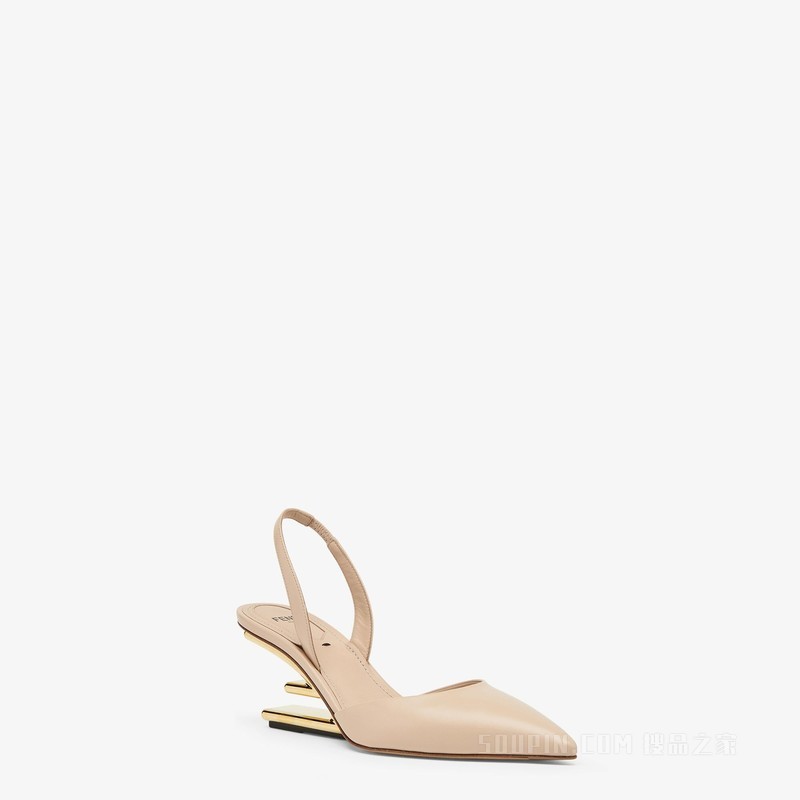 Fendi First 粉红色皮革中跟露跟鞋