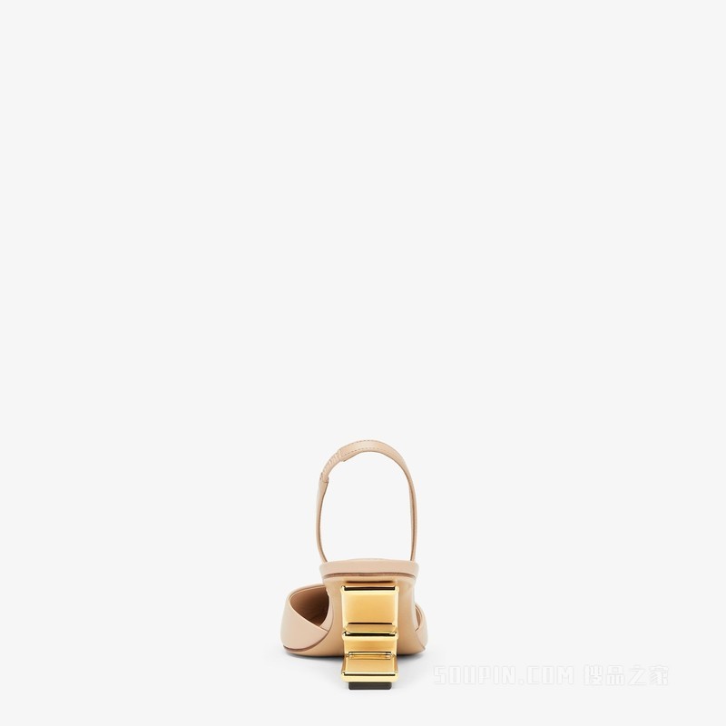 Fendi First 粉红色皮革中跟露跟鞋