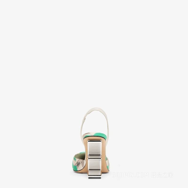 Fendi First 绿色缎面露跟高跟鞋