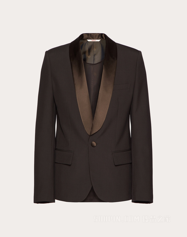 MAISON VALENTINO手工缝制标签和雪纺内搭羊毛晚宴外套