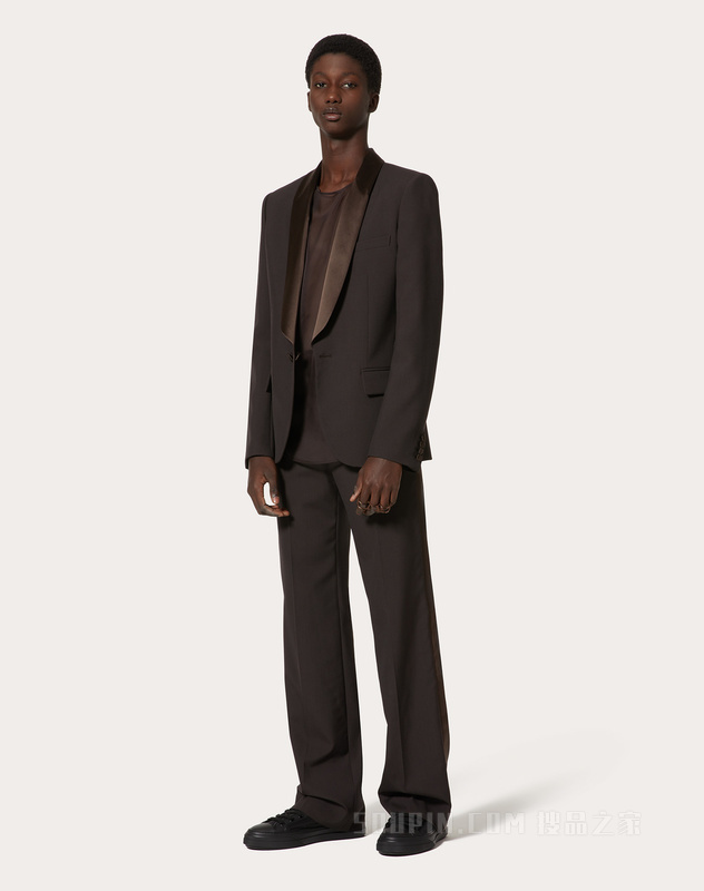 MAISON VALENTINO手工缝制标签和雪纺内搭羊毛晚宴外套