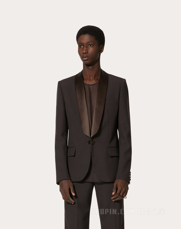 MAISON VALENTINO手工缝制标签和雪纺内搭羊毛晚宴外套