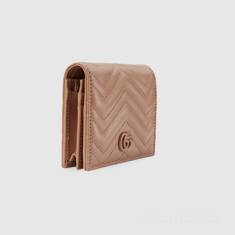 GG Marmont系列绗缝卡包 玫瑰米色皮革