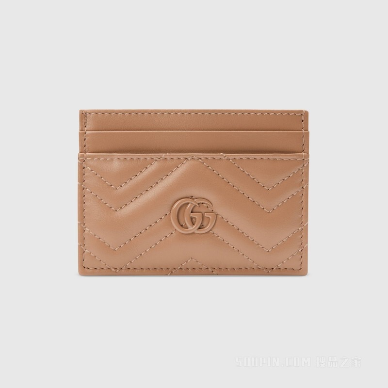 GG Marmont系列绗缝卡片夹 玫瑰米色皮革