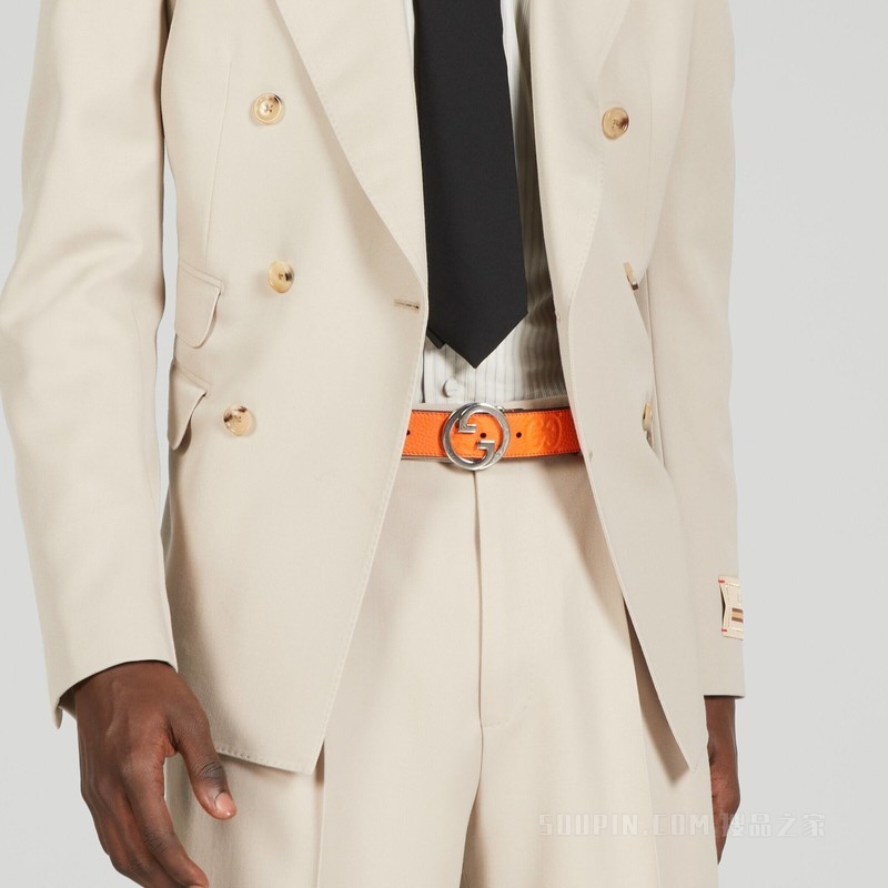 Gucci Blondie系列腰带 橙色皮革
