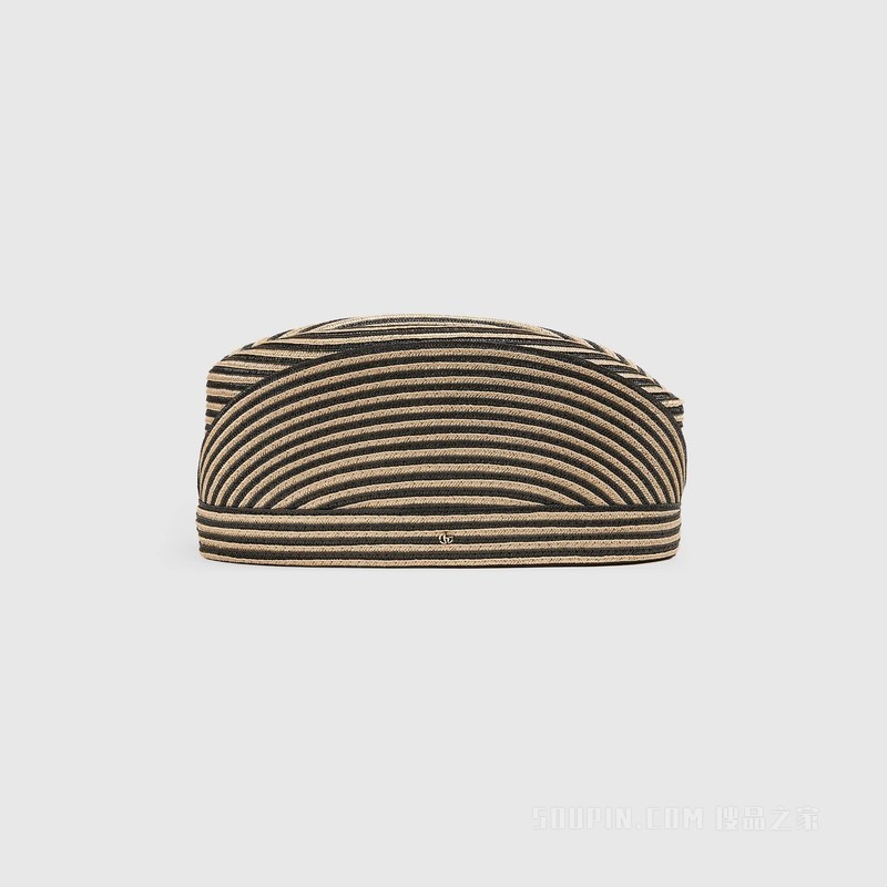 草编效果圆盒帽 原色和黑色