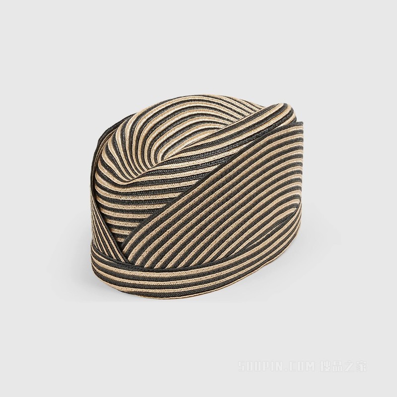 草编效果圆盒帽 原色和黑色
