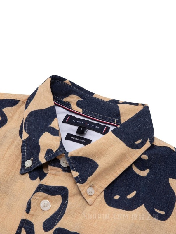 23新款春夏男装亚麻府绸满印度假风短袖衬衫MW0MW30912