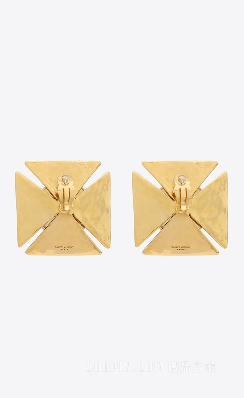 仿珍珠方形金属耳环