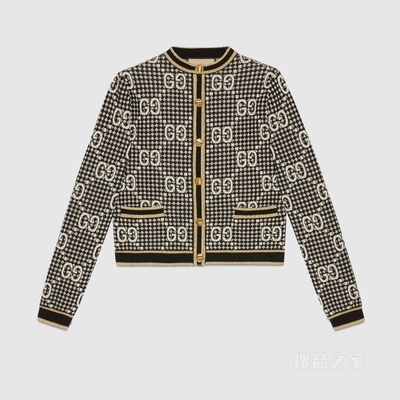 GG羊毛混纺提花开衫 灰色