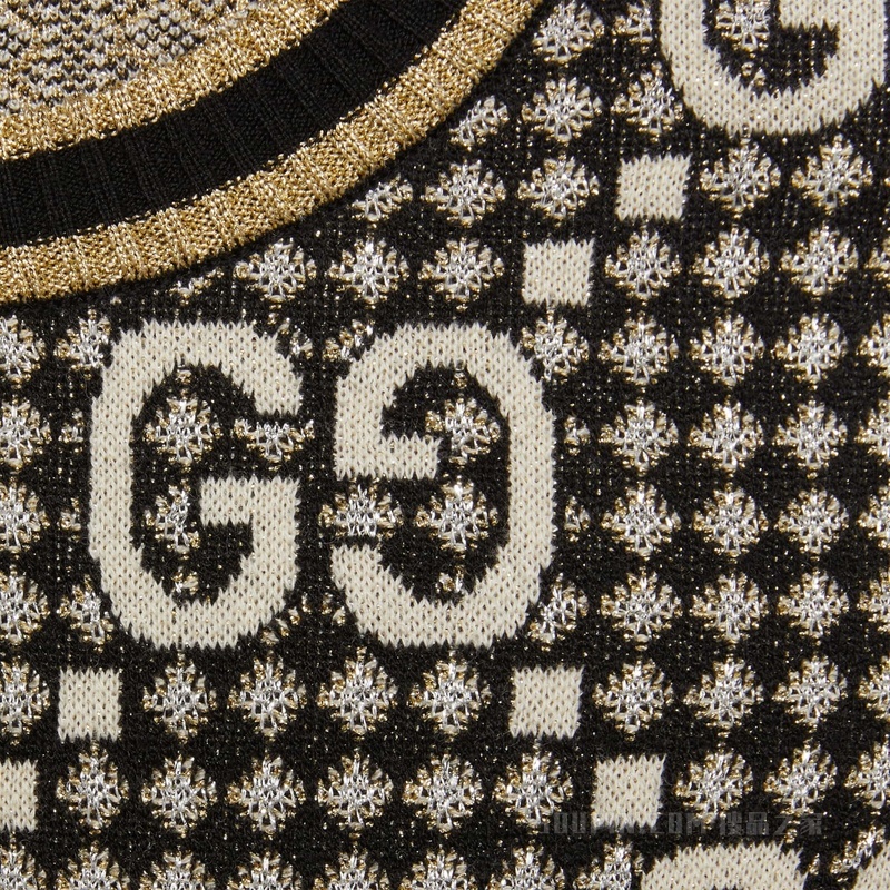 GG羊毛混纺提花开衫 灰色