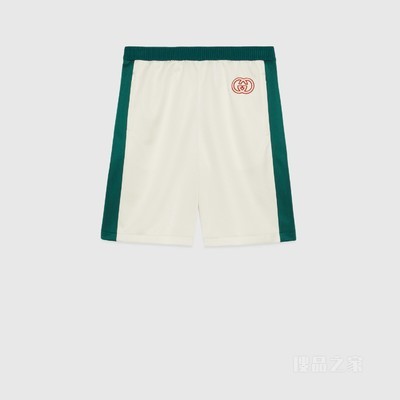 平纹针织篮球短裤 象牙白色和绿色