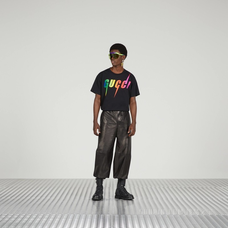 Gucci锋刃印花棉质T恤 黑色