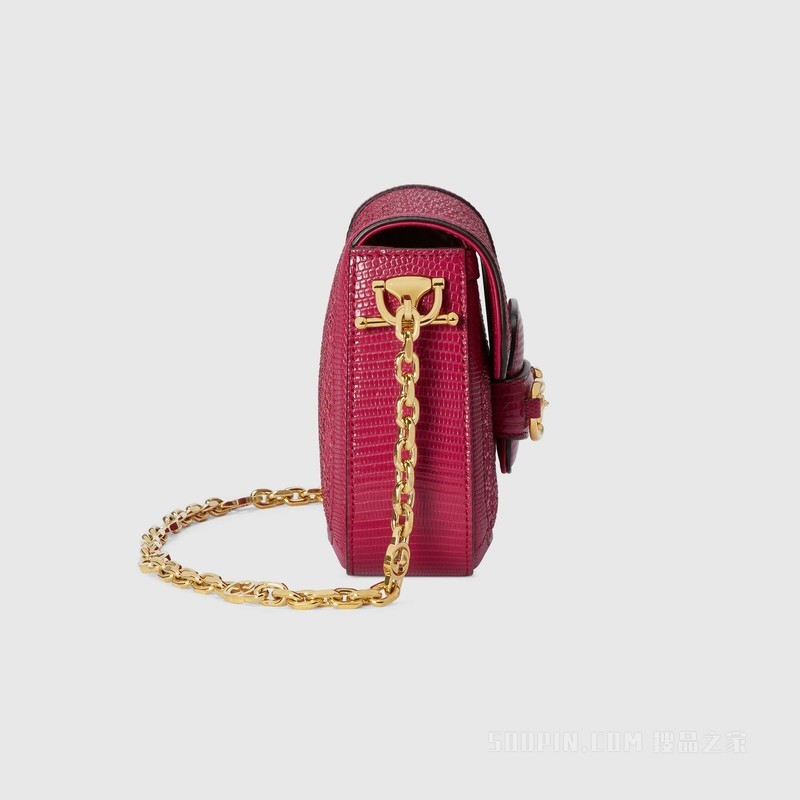 Gucci Horsebit 1955系列GG水晶迷你手袋 深红色