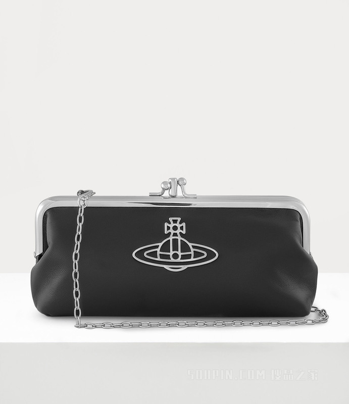 Nappa Thin Line Orb Frame Purse With Chain