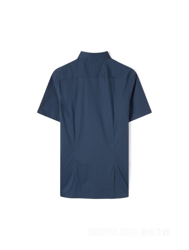 23新款春夏男装纯棉牛津纺时尚细格纹尖角扣短袖衬衫31731