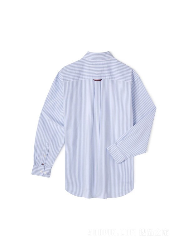 23新款春季男装牛津纺条纹尖角扣贴袋微弹衬衫MW0MW30909