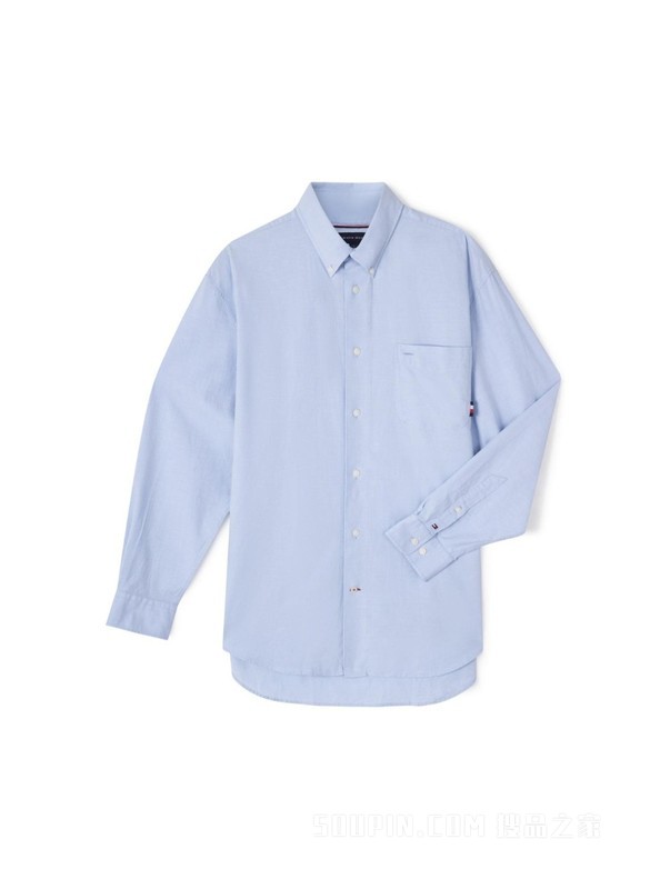 23新款春季男装牛津纺商务休闲尖角扣贴袋长袖衬衫30910