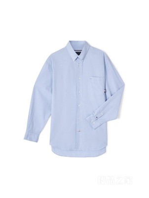 23新款春季男装牛津纺商务休闲尖角扣贴袋长袖衬衫30910
