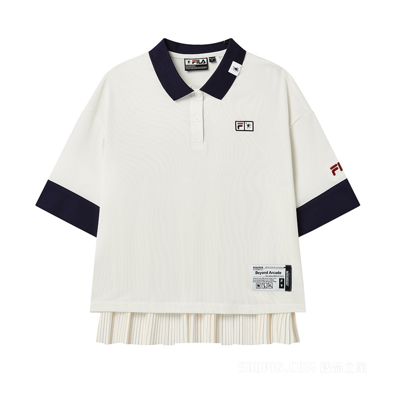 FILA × MAISON MIHARA YASUHIRO联名女子百褶拼接宽松短袖POLO