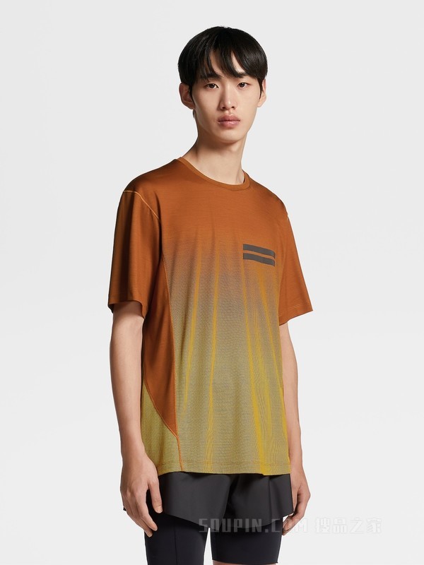 仿旧闪亮骆马红棕色 High Performance™ 羊毛短袖 T 恤
