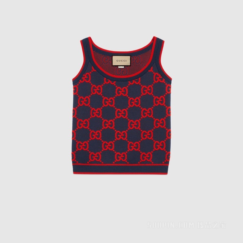 GG丝棉混纺背心 蓝色和红色