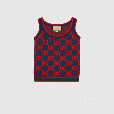 GG丝棉混纺背心 蓝色和红色