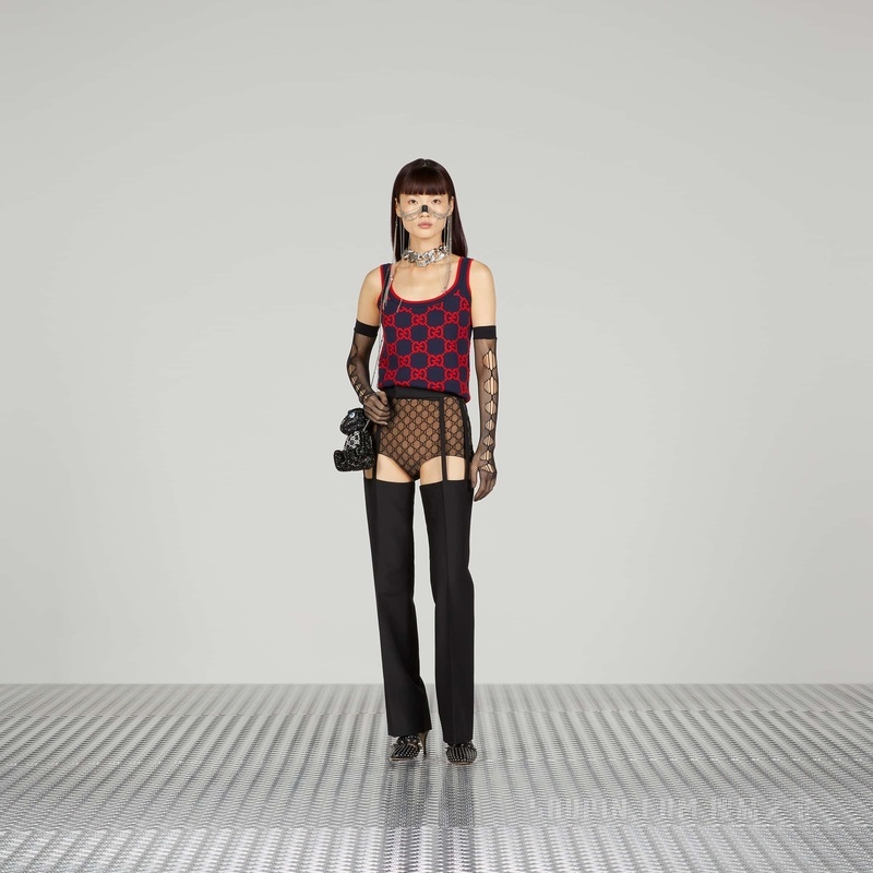 GG丝棉混纺背心 蓝色和红色