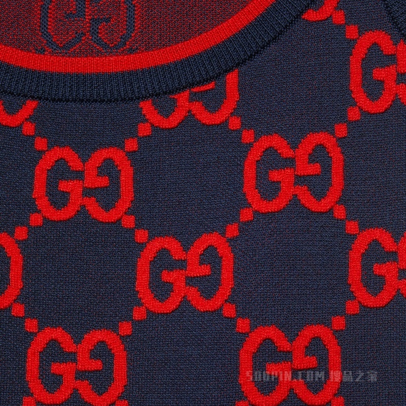 GG丝棉混纺背心 蓝色和红色