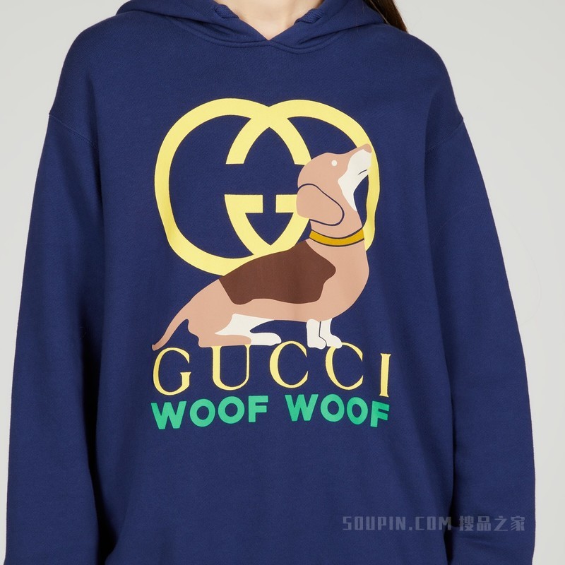 “Gucci Woof Woof”印花卫衣 深蓝色