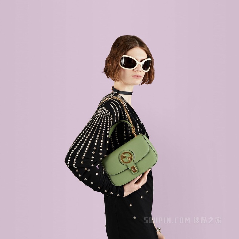 Gucci Blondie系列手提包 浅绿色皮革