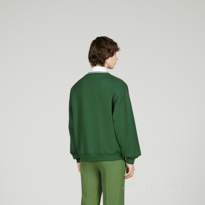 平纹针织棉卫衣 绿色