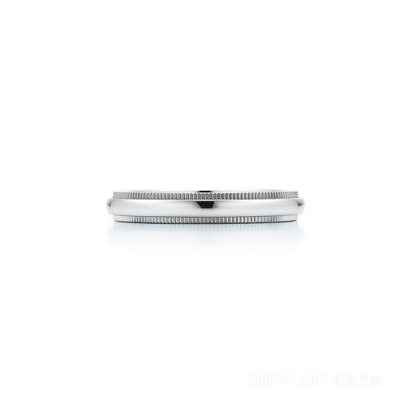 Tiffany Together 系列铂金珠形边饰戒指，宽 3 毫米