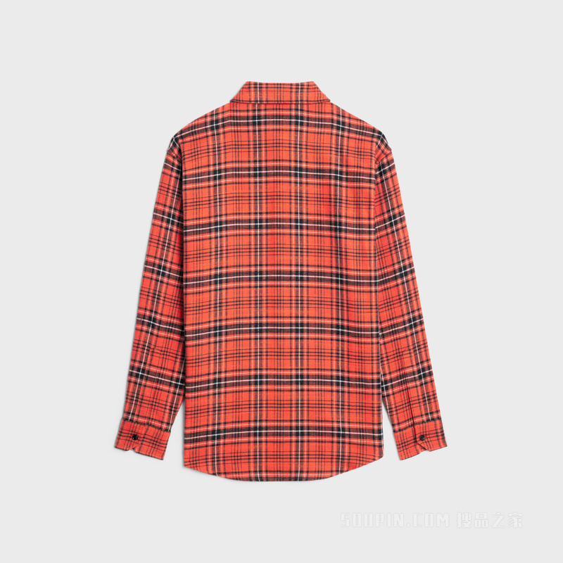 蓝白条格棉质超大衬衫 24305